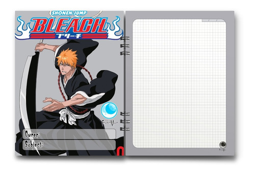 Imagen 2 de 8 de Cuaderno Anime Bleach 15x20 Cms Media Carta 100 Hojas