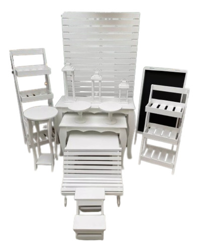 Candy Bar Completo Muebles Para Fiestas Pintado De Blanco