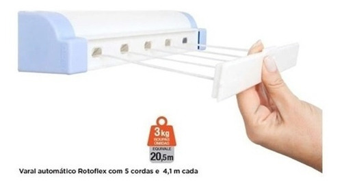 Varal Automático Rotoflex Branco 5 Corda De 4,10mts