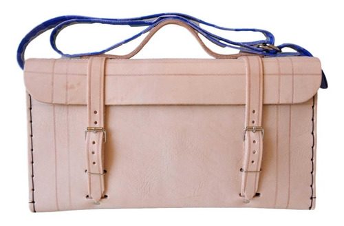 Imagem 1 de 6 de Bolsa G Em Couro Natural - Alça Regulável Em Tecido