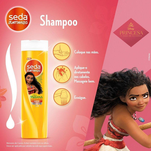 Kit 2 Shampoos Seda Infantil Moana Cachos Encantados 300ml