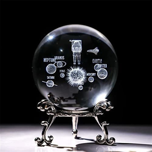 Bola De Cristal Del Sistema Solar Grabada Con Láser 3d 70 Mm