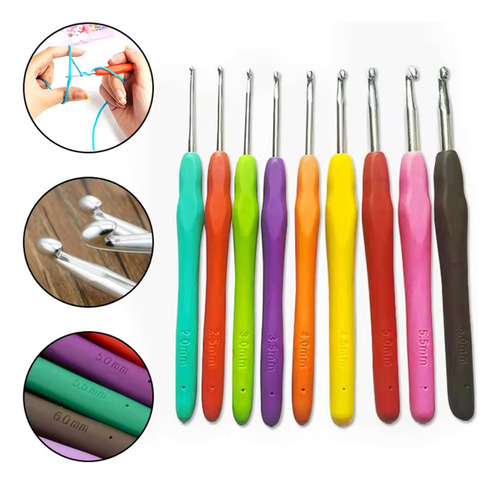 Kit Com 9 Agulhas Soft Para Crochê Tricô Conjunto