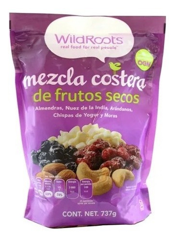 Mezcla Costera De Frutos Secos Nuez Y Mora Wild Roots 737gr