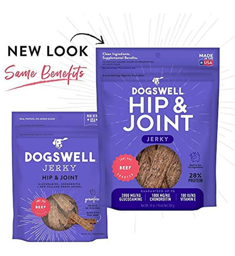 Dogswell 842190 Hip & Joint Beef Jerky Pet Food, 10 Oz (8421