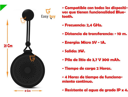 Parlante Impermeable Speaker Ducha Bluetooth Llamadas Música