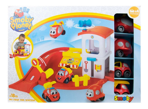 Smoby Planet Estacion De Bomberos + 4 Autos Casa Valente