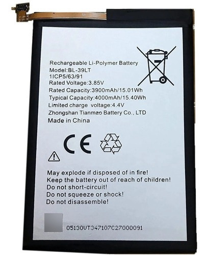 Batería Pila Para Tecno Camon 15 / Bl-39lt - 4000 Mah