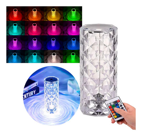 Lámpara LED de cristal táctil, 16 colores, control RGB, 110 V/220 V