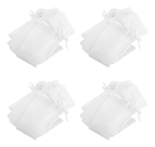 Bolsa Plegable De Organza Blanca Con Cordón Para Fiestas, 20