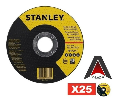 Discos De Corte Stanley 7´´ 180x1.6mm Caja X 25 Unidades