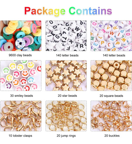Miçangas De Argila Quefe 9600 Para Fazer Pulseiras, 96 De La