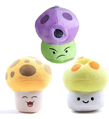 Juego De 3 Plantas De Peluche Pvz En Forma De Hongos Morados