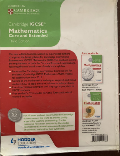 Cambridge Igcse Mathematics Core And Extended Third Edition (Usado)