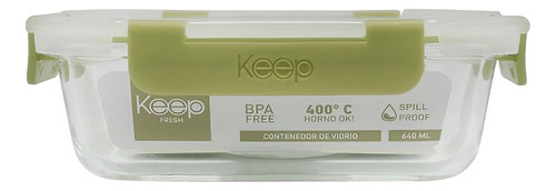 Hermetico Rectangular 640ml Glass Keep Color Verde