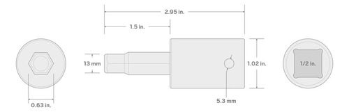 Tekton Dado Con Punta De Impacto Hexagonal De 1/2 Pulgada X
