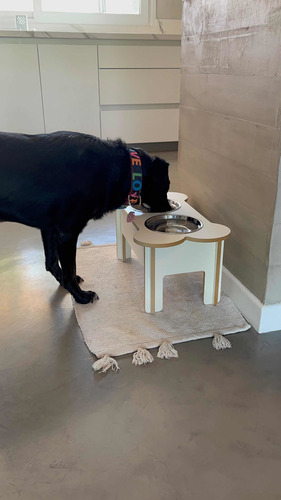 Comedero En Altura Para Perros De Madera Forma Huesito 20cm