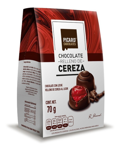 Picard Chocolate Con Leche Relleno De Cerezas Al Licor 70 G