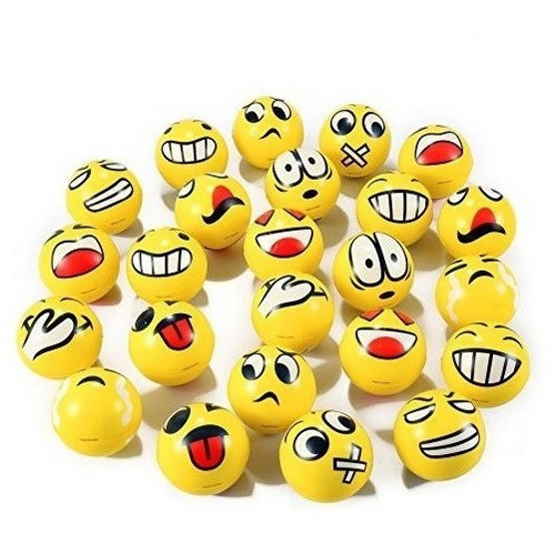 Juego De 24 Bolas De Estres Emoji Face Bulk - Soft Squeeze