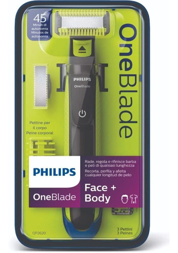 Oneblade Face & Body Afeitadora Rostro Y Cuerpo Qp2560 Color Verde Lima/gris Marengo