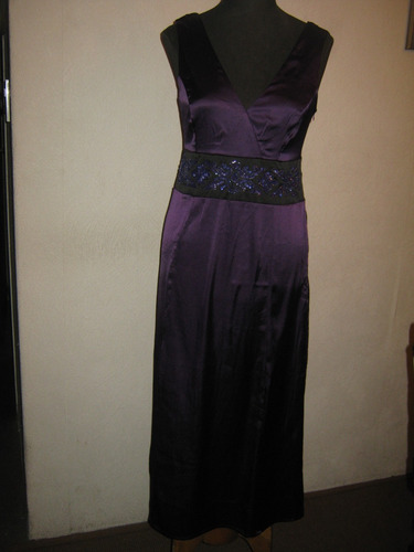 Vestido Raso Violeta Cintura Bordada Importado