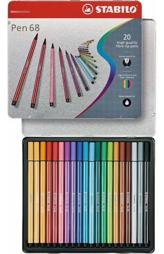 Caja Metálica Stabilo Pen 68 (20 Colores)