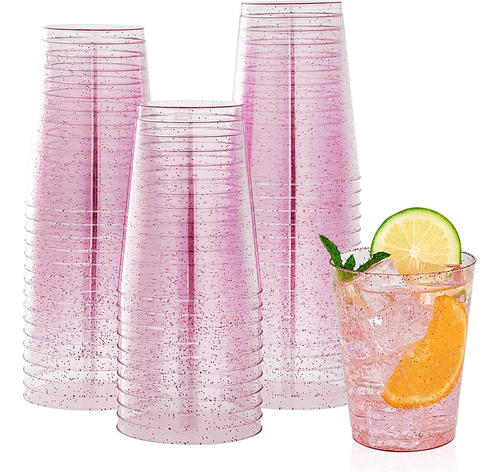 Vasos Desechables Paquete De 100  Plástico Purpurina 10 Oz