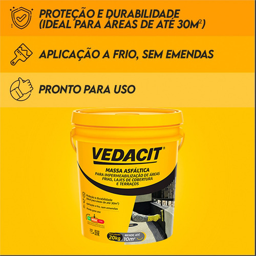 Proteção Total Vedacit Massa Asfaltica Para Cobertura Kit 2
