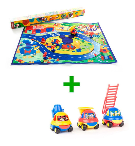 Combo Mickey Club House Alfombra De Juego + Pack X3 De Autit