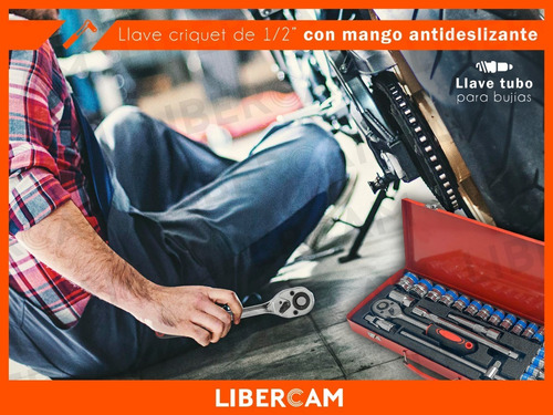 Imagen 6 de 10 de Juego De Llaves Tubo Criquet 25 Piezas Acero Cromo Vanadio