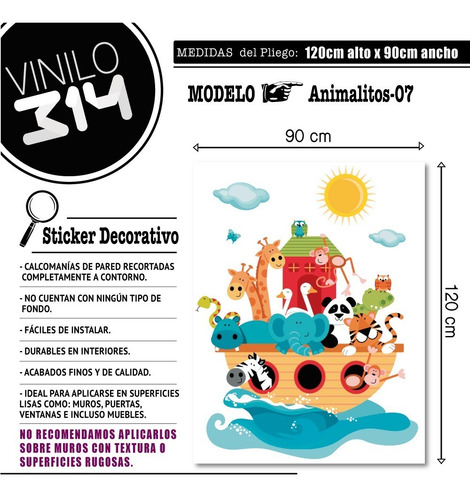 Vinilo Decorativo Infantil Animalitos-i 07 Arca De Noé, Bebé