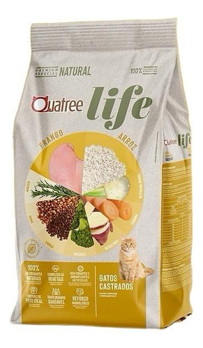 Ração Quatree Life gatos ad castrado 10kg sem transgênicos