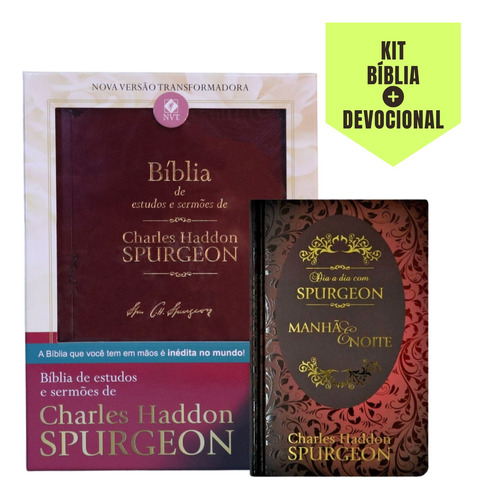 Bíblia De Estudos Nvt Bordô + Devocional Spurgeon Dia A Dia