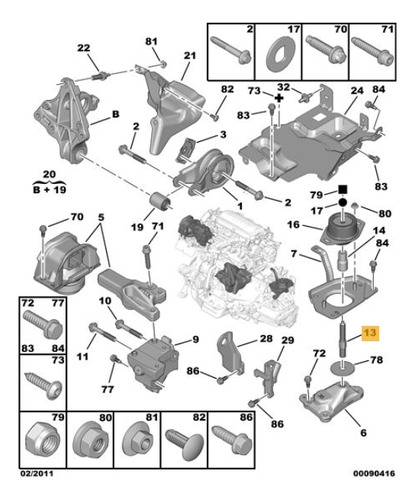 Soporte Motor Derecho Para Citroen C4 Picasso 1.6 2007 2011