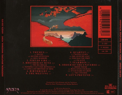 Anderson Bruford Wakeman Howe-yes- Cd Audio Nuevo! Estándar