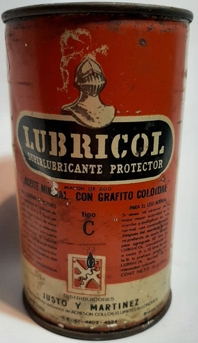 Antigua Lata Lubricol Automobilia Garage Llena Ro 411