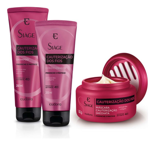Kit Eudora Siage Cauterizacao Dos Fios Shampoo+cond+mascara