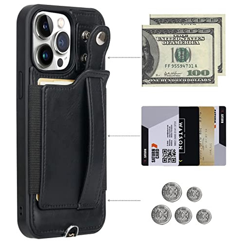 Funda Cartera Para iPhone 14 Pro Negro Pu Leather-025