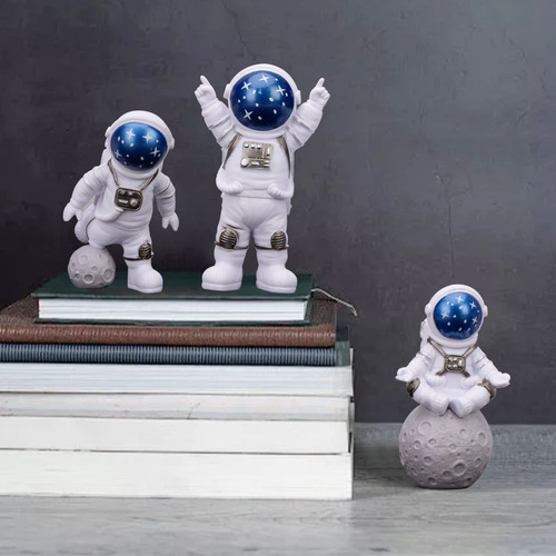 3 Adornos De Escritorio De Astronauta De Resina,