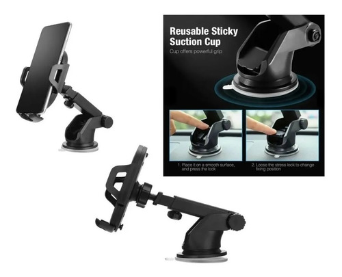 Imagen 4 de 8 de Soporte Celular Auto Ventosa Brazo Ajustable Calidad Premium