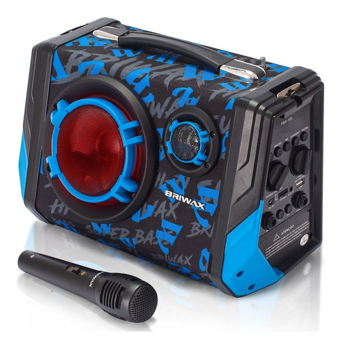 Alto-falante Briwax FBX-105 portátil com bluetooth preto e azul 110V/220V 