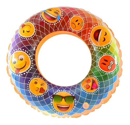 Flotador Salvavidas Inflable Tipo Sandia Y Emojis 90 Cm