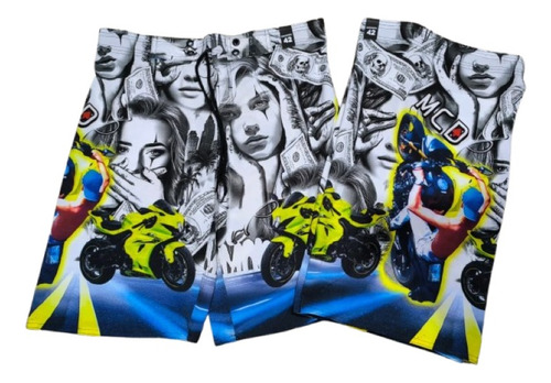 Bermuda Quebrada Estampas Chave - Kit Com 03 Berma Shorts