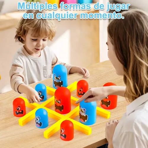 YEAPEAK Juego Tic Tac Toe ‘Big Eat Small’ – Set De 18 Piezas Con 3 Tamaños, Plástico ABS Ecológico – Juego De Mesa Educativo Para 2 Jugadores, Ideal Para Familias