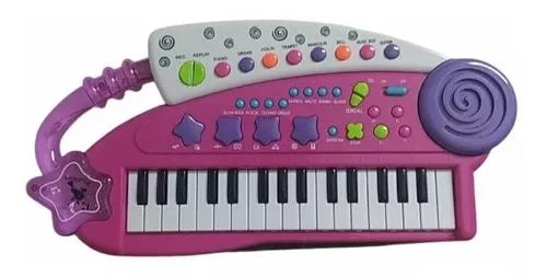 Teclado Brinquedo Infantil Menina Rosa Multi Funções Bbr Toy