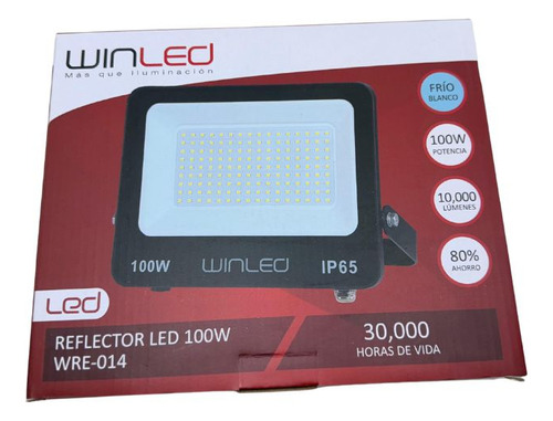 Reflector LED Winled 100W con luz blanco frío y carcasa negro 127V
