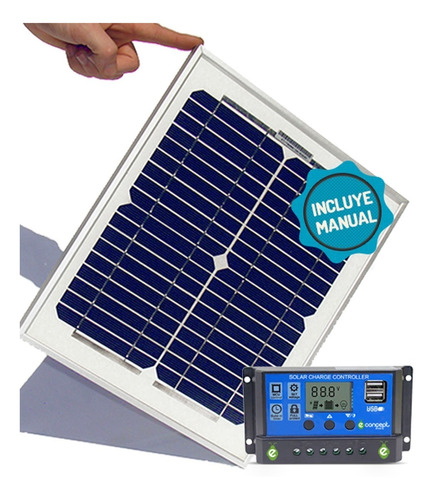 Kit Panel Solar 10w + Regulador 10 Amp - Incluye Manual