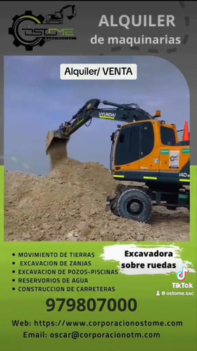 Alquiler De Excavadora Sobre Ruedas