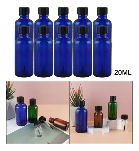 Frascos De Plástico Para Esmaltes De 10 Unidades, Azul 20ml