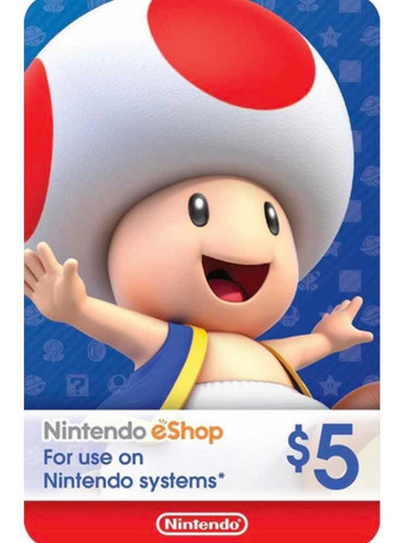 Tarjeta Nintendo Eshop $5usd Card Prepago Wii U 3ds Switch